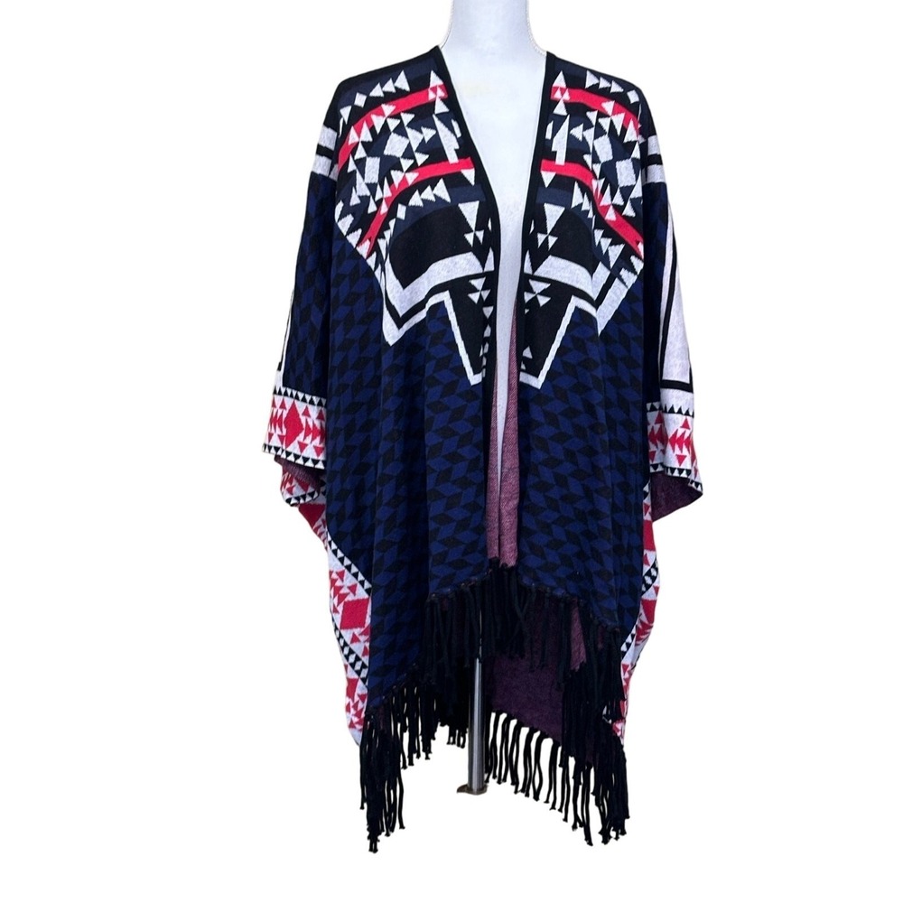 Ella Moss Lima Fringe Cardigan Southwestern Geometric Boho Festival Classic